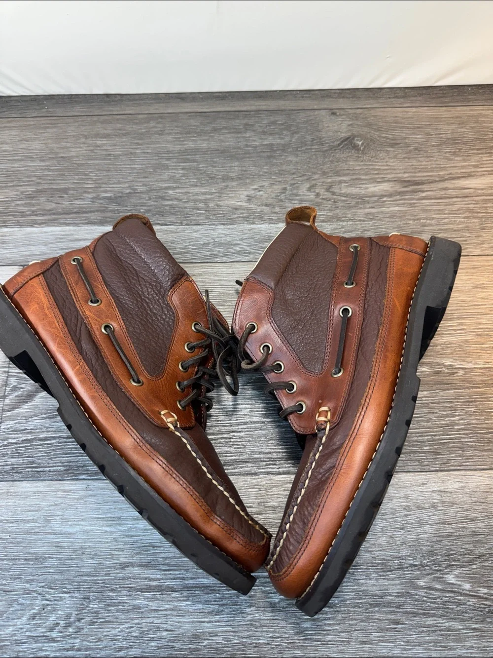 L.L. Bean Men's Two-Tone Brown Leather Chukka Boots men’s SZ 11 (h114)